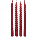 Свечи витые «Звездный блеск» 4шт 15см цвет красный, в подарочной коробке