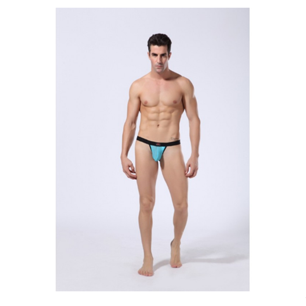 Мужские трусы джоки WangJiang в сетку бирюзовые WG00096