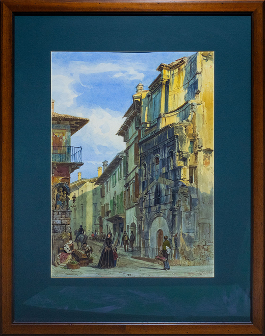 Вернер Карл (1808-1894). Улица Вероны. Акварель. 1853 г.