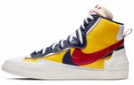 Sacai x Nike Blazer Gold co-branded deconstructed non-slip wear-resistant lightweight mid-top sneakers for men and women with the same style of red, yellow, gray and white