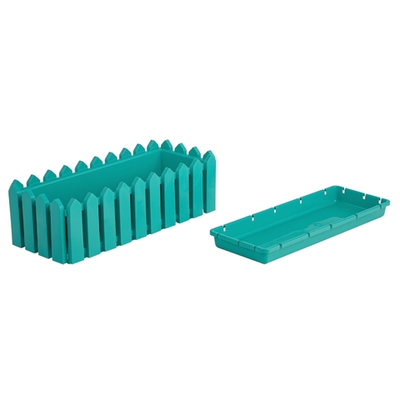 Кашпо прямоугольное "Лардо" с поддоном 45*17,5*14 цвет бирюзовый