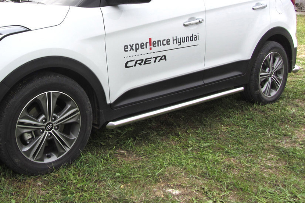Пороги из нержавейки Hyundai Creta 4WD (2016-2021) d57 труба