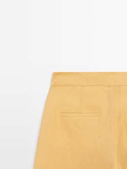 Massimo Dutti Льняные брюки прямого кроя, желтый