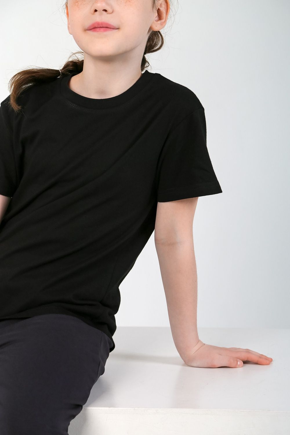 Фуфайка (футболка) для девочки Бэйсик-1 Виотекс ЧЁРНЫЙ