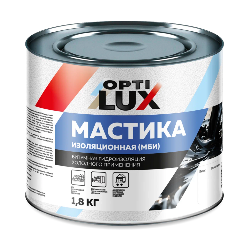 OPTILUX Мастика Битумно-изоляционная МБИ 1,8кг (ИжСинтез)