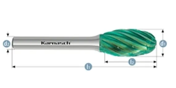 Борфреза твердосплавная Karnasch форма G, 12DINх25х6х70 мм, насечка HP-3 PRO, без покрытия, арт. 11.4096-040