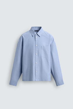 ZARA РУБАШКА BOXY FIT ОКСФОРД, НЕБЕСНО-ГОЛУБОЙ