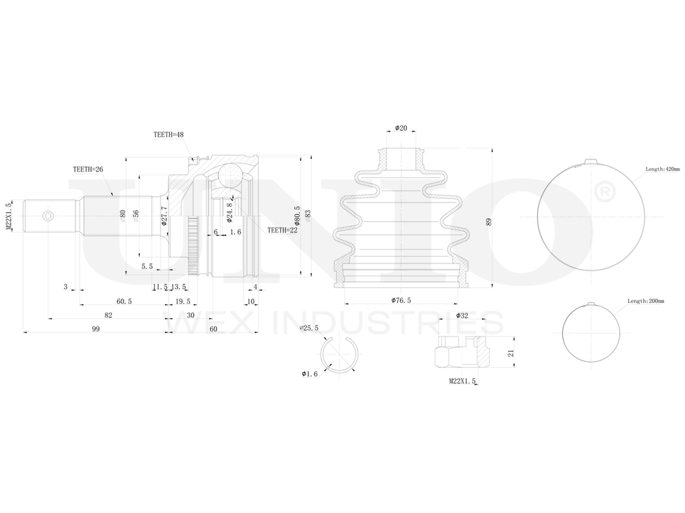 ШРУС внешний UNIO CVJ-20285