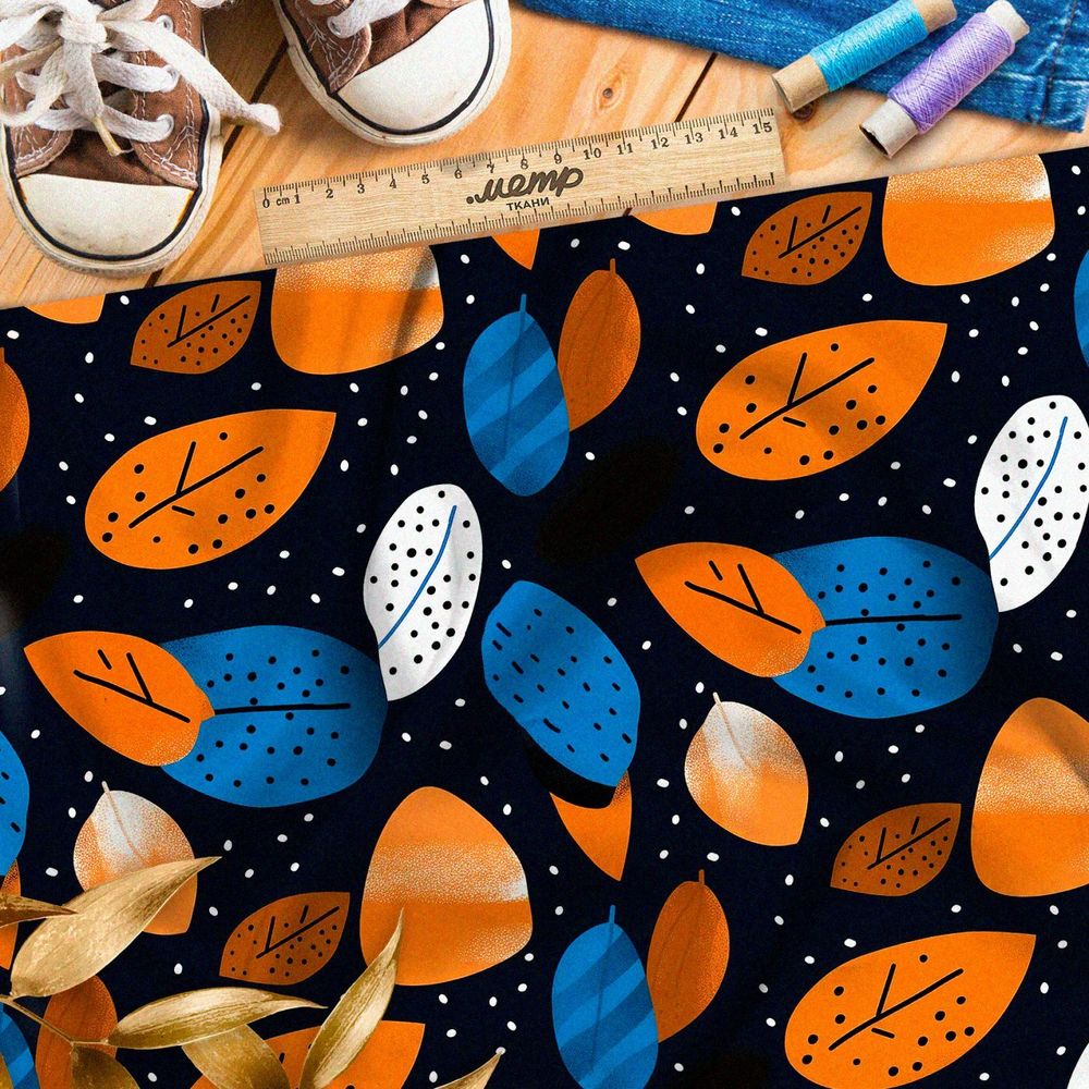 Ткань премиум шелк искусственный Армани осенний гарден