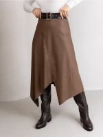 Юбка кожаная трапеция миди