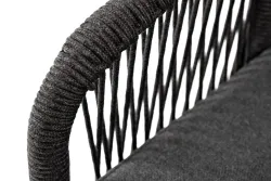 "Канны" диван 2-местный плетеный из роупа, основание дуб, роуп темно-серый круглый, ткань темно-серая 027