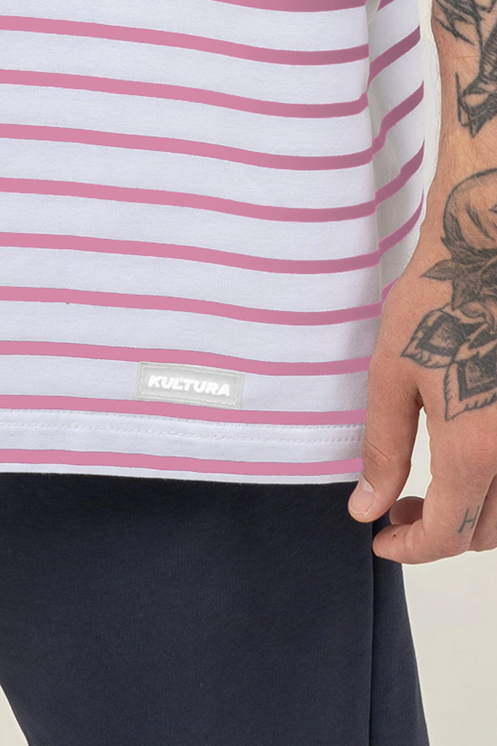 Футболка KUL'TURA OverSize "Basic" Полоска Розовый