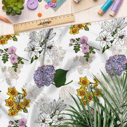 Ткань таффета цветочное разнообразие