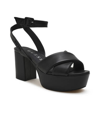 Кожаные босоножки на каблуке Guess - черный(FLJSNN LEA03)