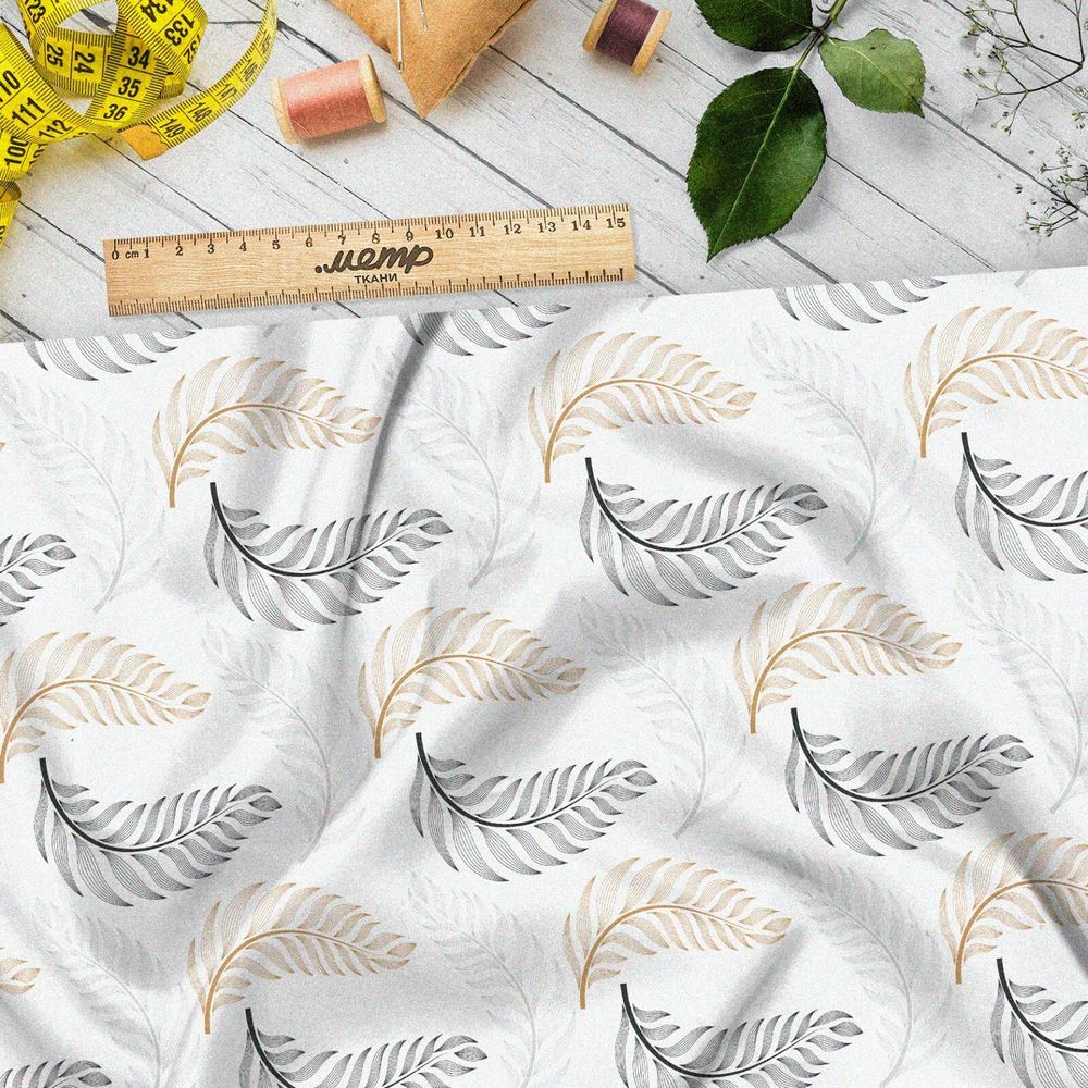 Ткань блэкаут аккуратные контурные листья