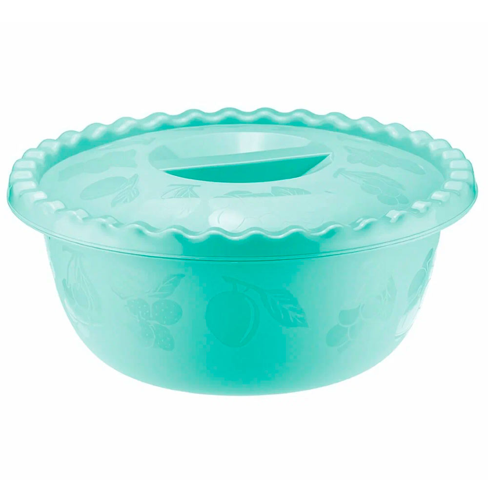 Миска 3л круглая с крышкой, аквамарин