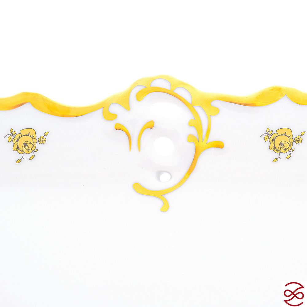 Блюдо квадратное на ножке Queen's Crown Золотая роза 32*32 см