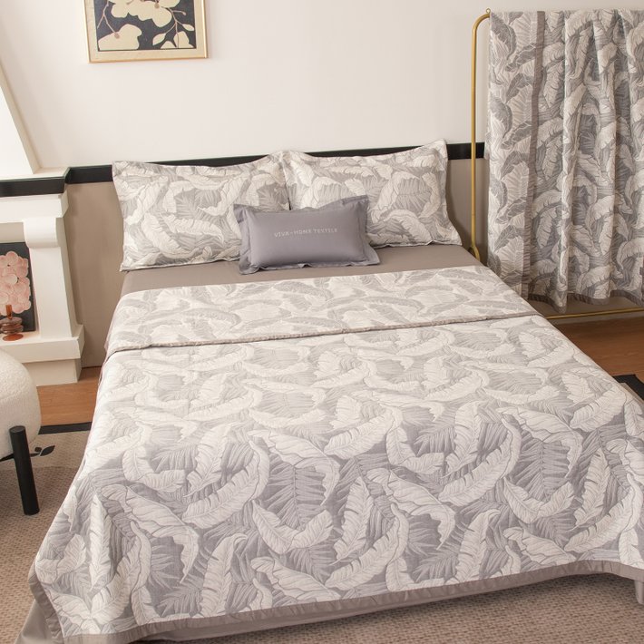 Комплект постельного белья на резинке с покрывалом Сатин Вуаль Авроры «Тень леса»