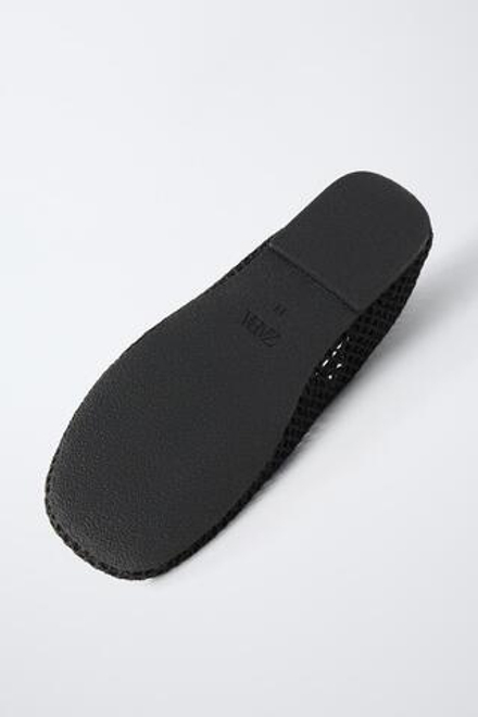 ZARA БАЛЕТКИ ИЗ СЕТЧАТОЙ ТКАНИ, ЧЕРНЫЙ