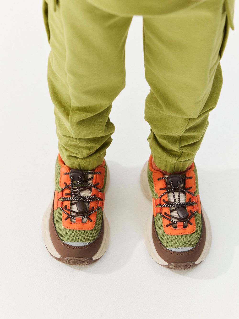 Кроссовки "Авокадо/Апельсин" с двойной шнуровкой