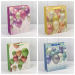 Пакет подарочный 26х32х13см "Воздушные шары" с 3D аппликацией (Микс)