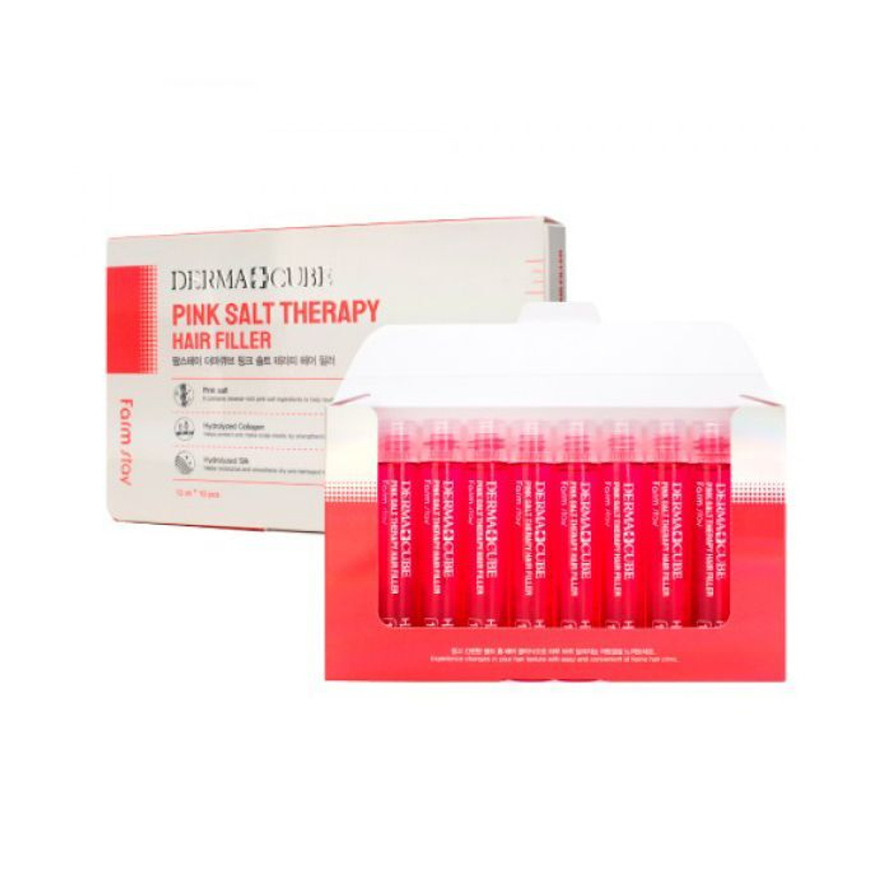 Укрепляющий филлер для волос с розовой солью - FarmStay, Derma Сube Pink Salt Therapy Hair Filler, 13 ml