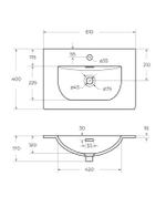Тумба с раковиной подвесная BelBagno UNO-MINI-600-2C-SO-GSO Темно-Серый матовый, раковина белая BB-8099-3-60