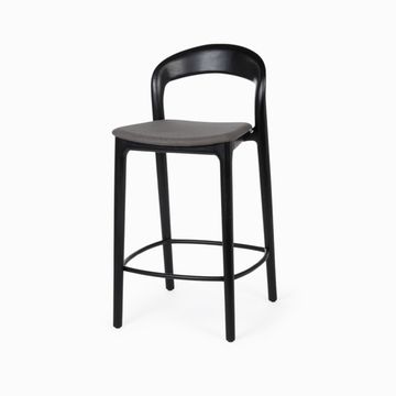 Полубарный стул Canada темное дерево и серая ткань