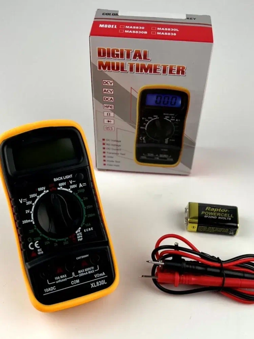 Цифровой мультиметр с звуковой прозвонкой цепи, тестер электрический напряжения постоянного и переменного тока до 600 В, ударопрочный вольтметр для авто