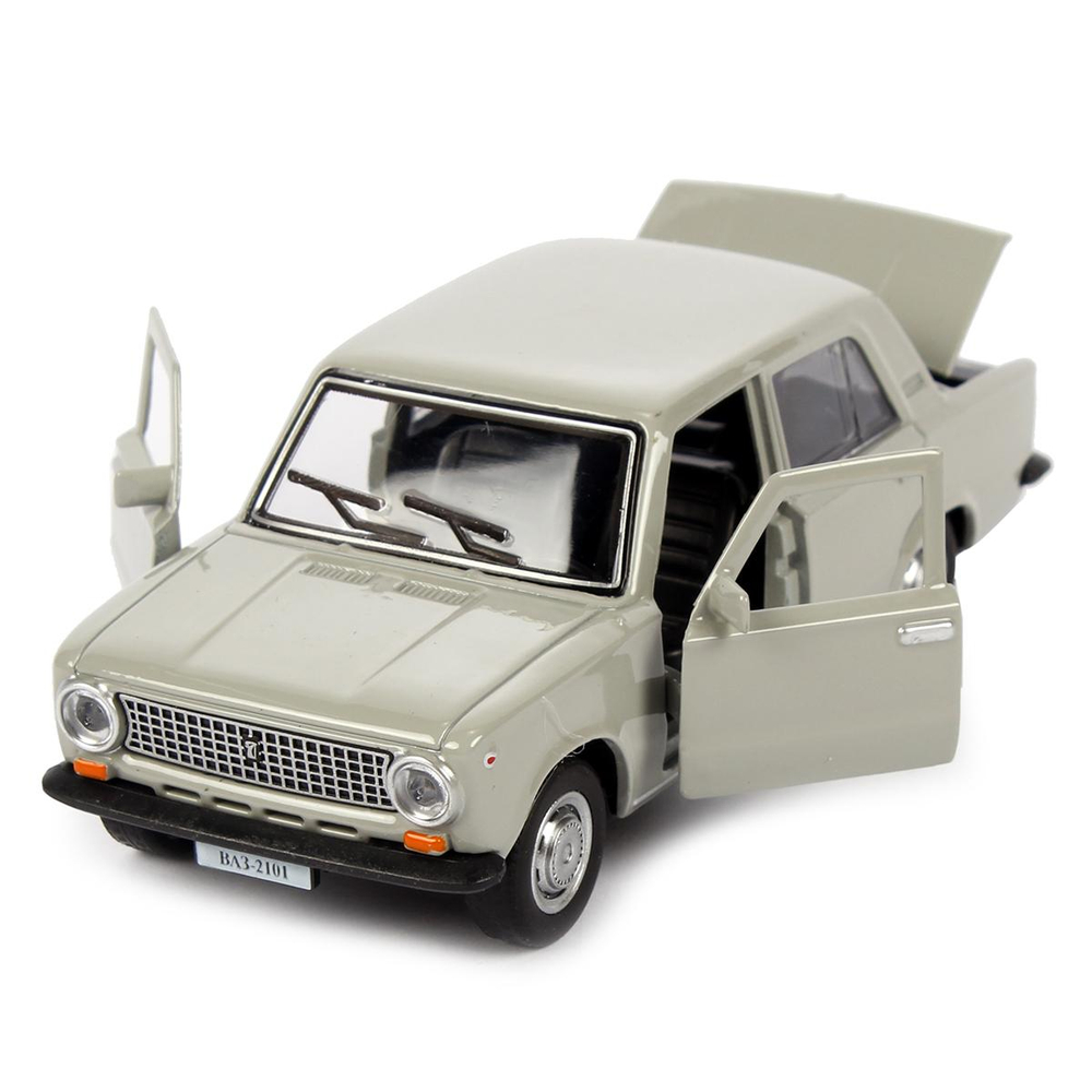 Модель ин. мет. "Ваз-2101" 12см. двери, багаж, серый, коробка 2101-12-GY (Технопарк)