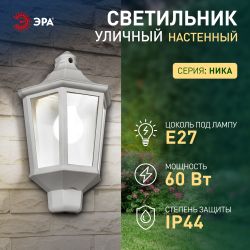 Садово-парковый светильник ЭРА НБУ 06-60-003 Ника 60Вт белый прозрачный