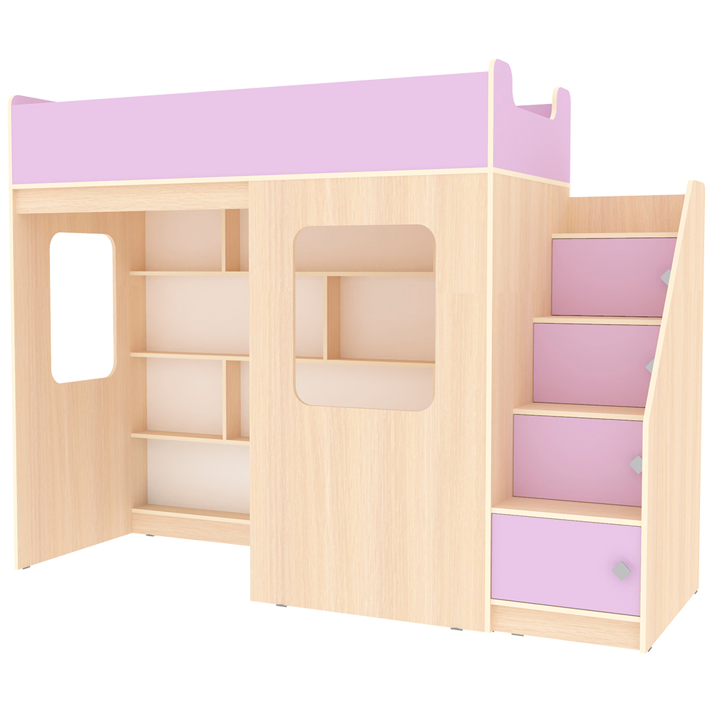 Кровать-чердак КарИВи Л-С604.3 75x175  Дуб Молочный Ирис