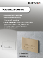 Комплект 2 в 1: Grossman инсталляция Pragmа 900.K31.01.000+клавиша смыва 700.K31.03.310.310 золото матовый, 2 места