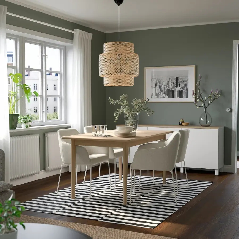 Стол и 4 стула - SKANSNÄS/SKANSNАS/TOSSBERG IKEA/ СКАНСНАС/ ТОССБЕРГ  ИКЕА, 90х75 см,  под беленый дуб /серый