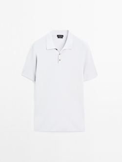 Massimo Dutti Трикотажная футболка с воротником поло, жемчужно-серый