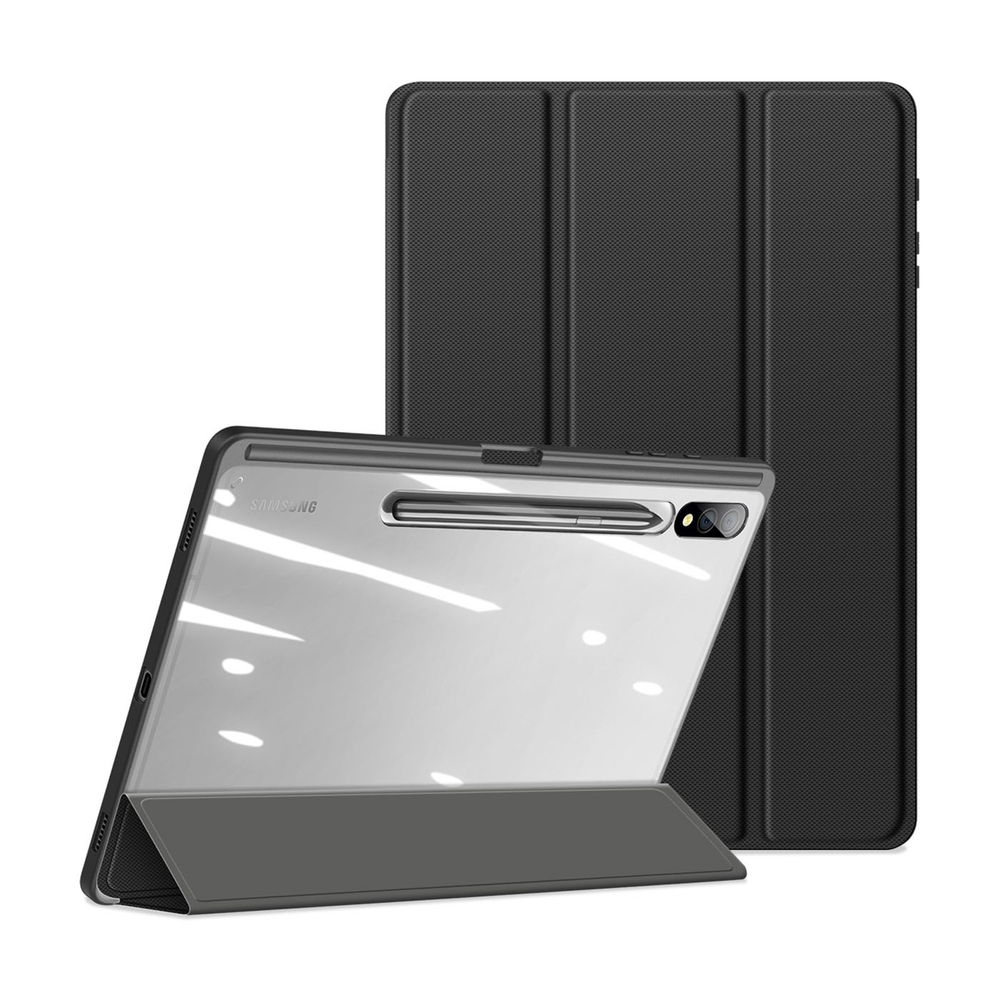 Чехол книжка черного цвета от Dux Ducis для Samsung Tab S10 Plus, S9 Plus и S9 FE Plus, серия Toby Series Case, с функцией пробуждения и сна