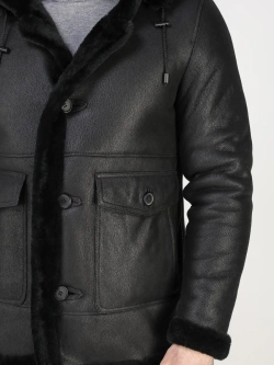 Дубленка зимняя куртка натуральная с капюшоном