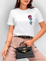 Футболка больших размеров с принтом цветок