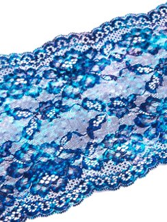 03-198 Кружево эластичное 18 см, морской бриз, синий/голубой