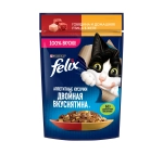Говядина и птица корм для кошек пауч Felix Двойной Вкус, 75г