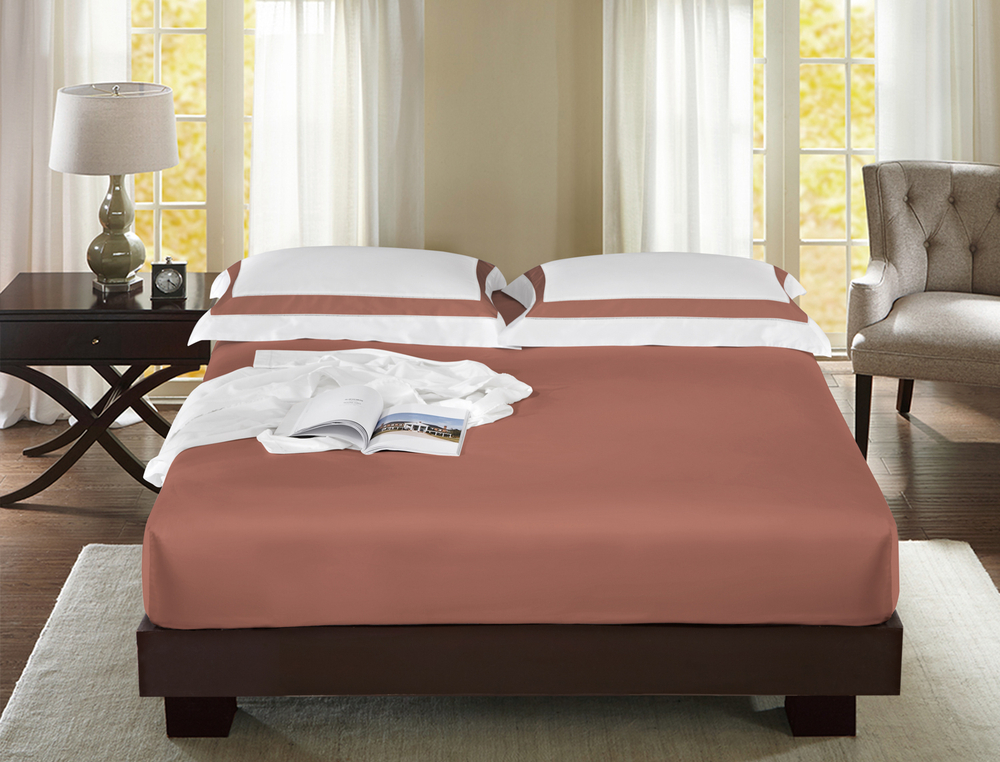 Простыня на резинке 180x200 Sharmes Vatson медно-коричневая