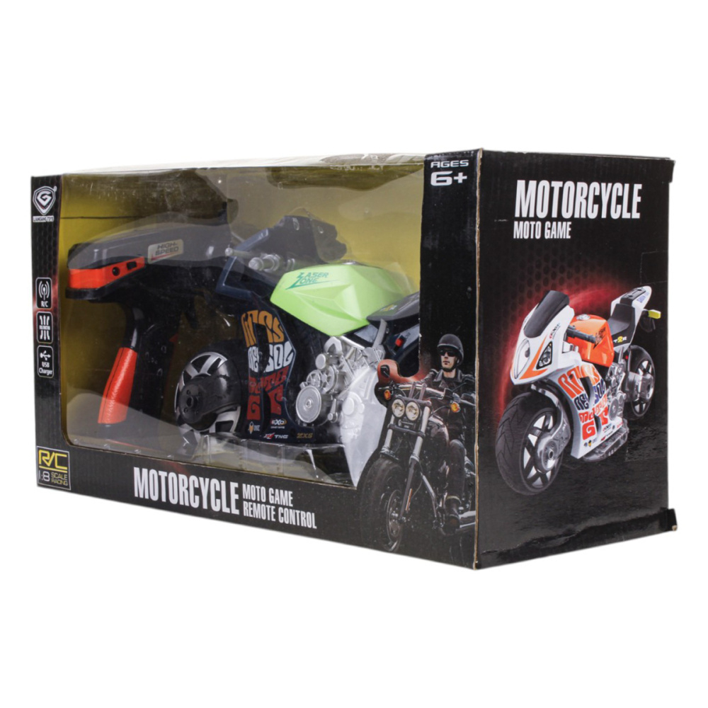 Мотоцикл РУ, 4 канала, свет, аккум., USB зу, коробка А13-2