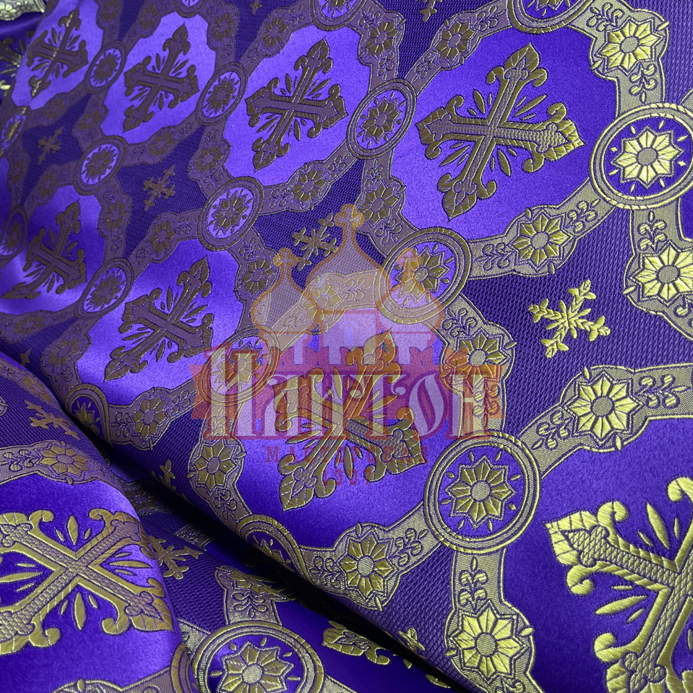 Шёлк "Гуслица" фиолетовый с золотом