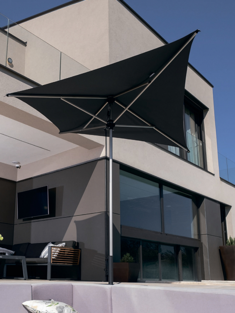 Зонт-парусник 2.9х2.9 м Scolaro Vela Titanium, титан, антрацит