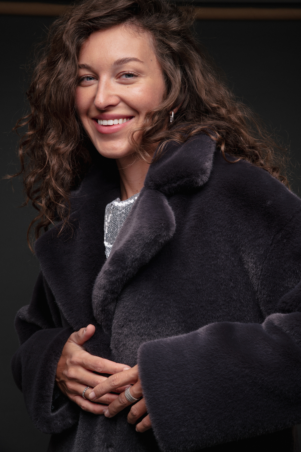 Эко-шуба норка | Английский воротник | Спущенный рукав | Мини | Дарк Тауп