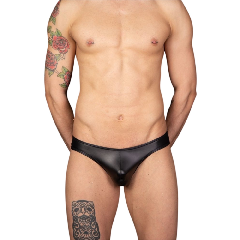 Мужские трусы тонги черные под кожу Cosmos Colors MR10_BL