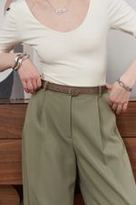 БАЗОВЫЙ ТОНКИЙ РЕМЕНЬ С МЯТОЙ ПРЯЖКОЙ TAUPE