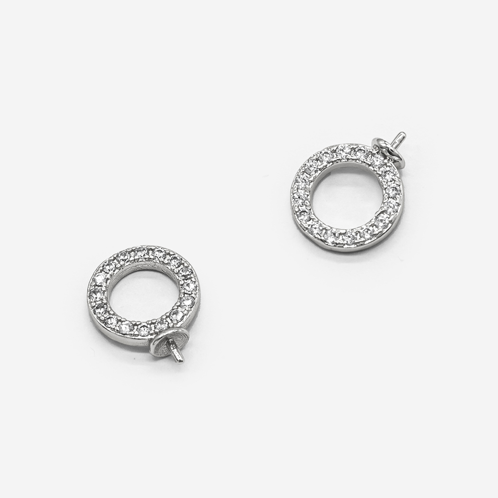 Бейл под вклейку, 10,5мм, фианиты, родирование