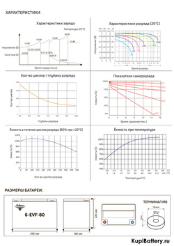 Аккумулятор RuTrike 6-EVF-80 (AGM)