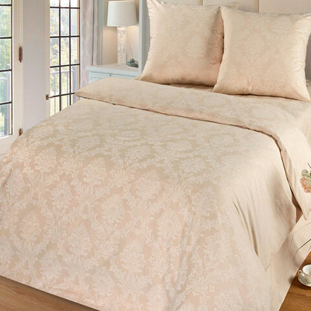 Комплект постельного белья "ВЛ. БЕЖЕВЫЙ", поплин Жаккард, 100% хлопок.